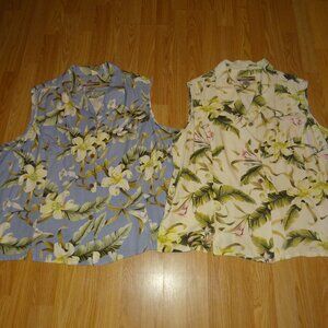 Lot of 2 Women's Size 3X Sleeveless Hawaiian Shirts by Sunset Cove